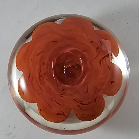 Rare Boyd Art Glass 1983 5th Anniversary Paperweight Orange 4.5" - Picture 5 of 9